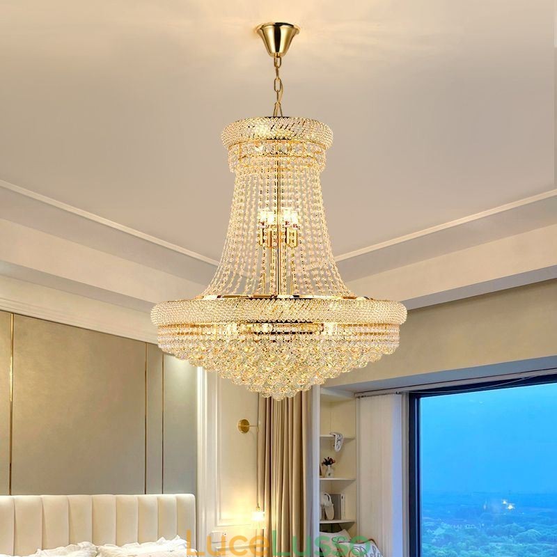 Lampada a sospensione in cristallo Lampada da soffitto decorativa moderna duplex