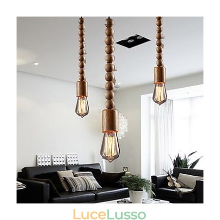 Lampadario Mini Stile Tradizionale Classico Legno Bambù Lampadario Mini Stile Tradizionale Classico Legno Bambù