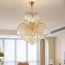 Lampada a sospensione in cristallo Lampada da soffitto decorativa duplex contemporanea