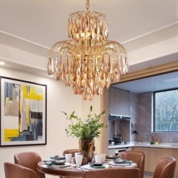 Lampada a sospensione in cristallo Lampada da soffitto decorativa duplex contemporanea