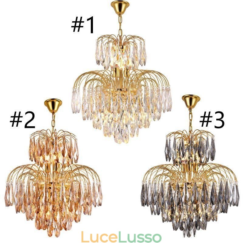 Lampada a sospensione in cristallo Lampada da soffitto decorativa duplex contemporanea