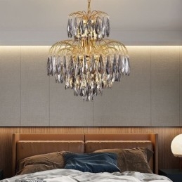 Lampada a sospensione in cristallo Lampada da soffitto decorativa duplex contemporanea