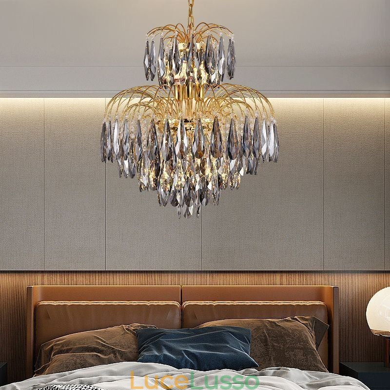 Lampada a sospensione in cristallo Lampada da soffitto decorativa duplex contemporanea