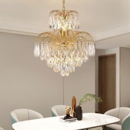 Lampada a sospensione in cristallo Lampada da soffitto decorativa duplex contemporanea