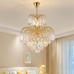 Lampada a sospensione in cristallo Lampada da soffitto decorativa duplex contemporanea