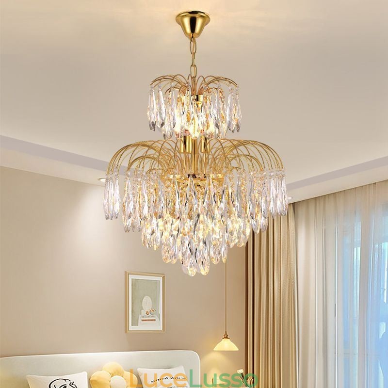 Lampada a sospensione in cristallo Lampada da soffitto decorativa duplex contemporanea
