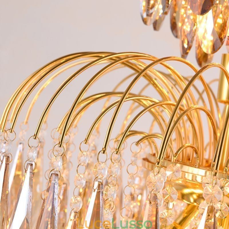 Lampada a sospensione in cristallo Lampada da soffitto decorativa duplex contemporanea