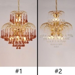 Lampada a sospensione in cristallo Elegante lampada da soffitto decorativa duplex