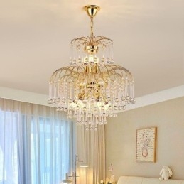 Lampada a sospensione in cristallo Elegante lampada da soffitto decorativa duplex