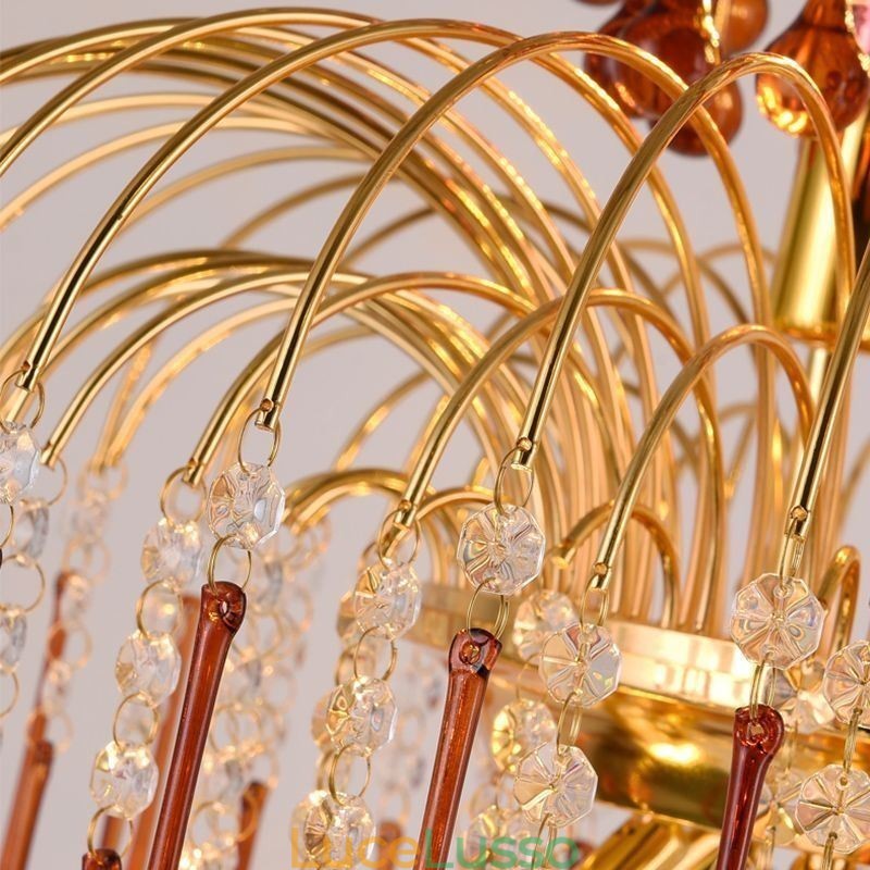 Lampada a sospensione in cristallo Elegante lampada da soffitto decorativa duplex