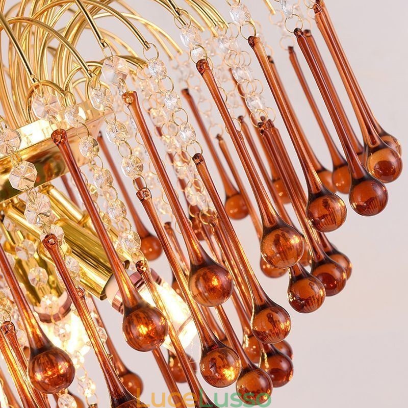 Lampada a sospensione in cristallo Elegante lampada da soffitto decorativa duplex