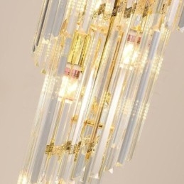 Lampada a sospensione in cristallo conico, lampada da soffitto decorativa duplex di lusso
