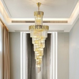 Lampada a sospensione in cristallo conico Lampada da soffitto decorativa duplex