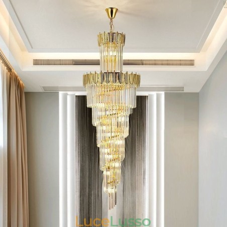 Lampada a sospensione in cristallo conico Lampada da soffitto decorativa duplex Lampada a sospensione in cristallo conico Lampada da soffitto decorativa duplex