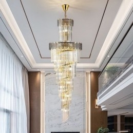 Lampada a sospensione in cristallo conico Lampada da soffitto decorativa duplex