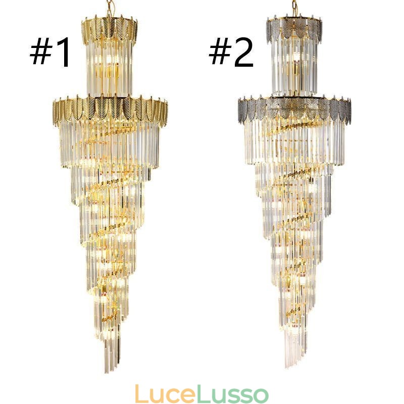 Lampada a sospensione in cristallo conico Lampada da soffitto decorativa duplex