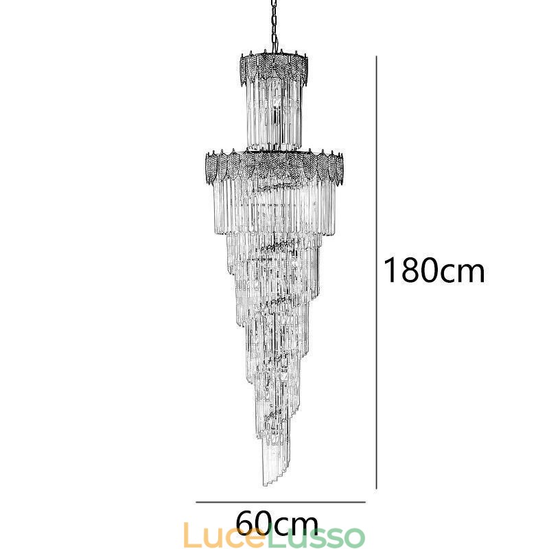 Lampada a sospensione in cristallo conico Lampada da soffitto decorativa duplex