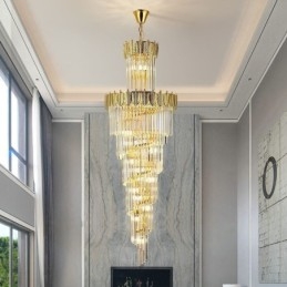 Lampada a sospensione in cristallo conico Lampada da soffitto decorativa duplex