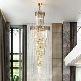 Lampada a sospensione in cristallo conico Lampada da soffitto decorativa duplex