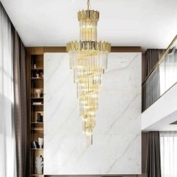 Lampada a sospensione in cristallo conico Lampada da soffitto decorativa duplex