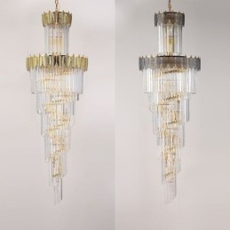 Lampada a sospensione in cristallo conico Lampada da soffitto decorativa duplex