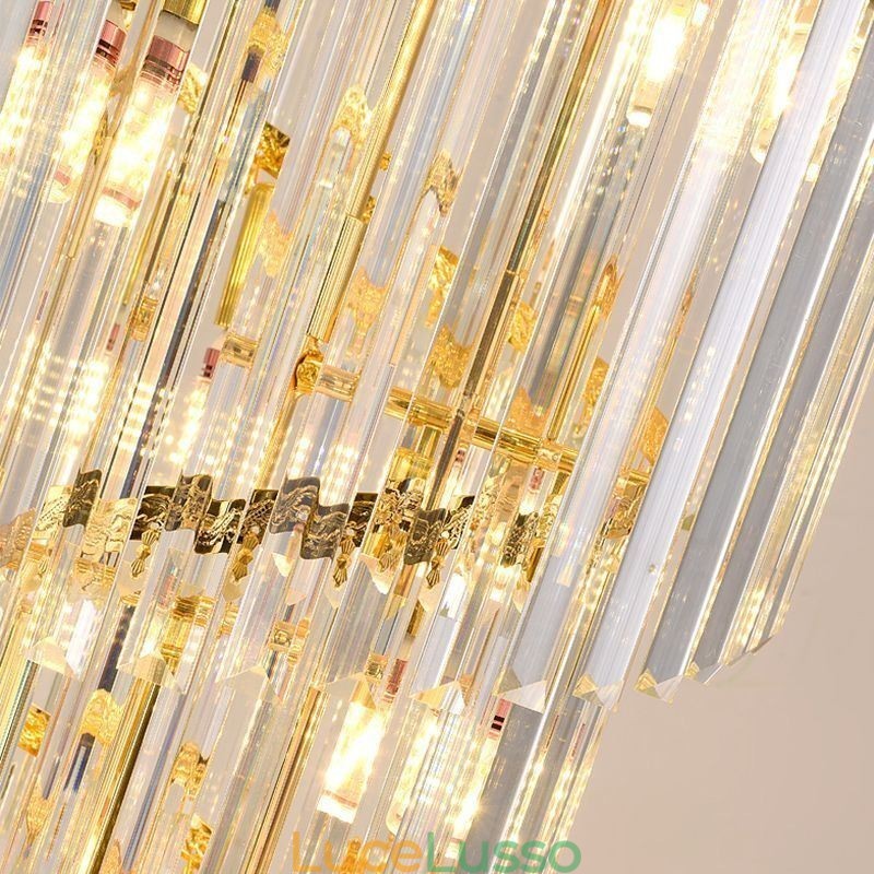 Lampada a sospensione in cristallo conico Lampada da soffitto decorativa duplex