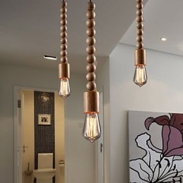 Lampadario Mini Stile Tradizionale Classico Legno Bambù