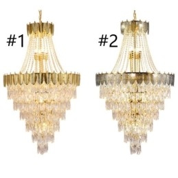 Lampada a sospensione in cristallo conico, accattivante lampada da soffitto decorativa duplex
