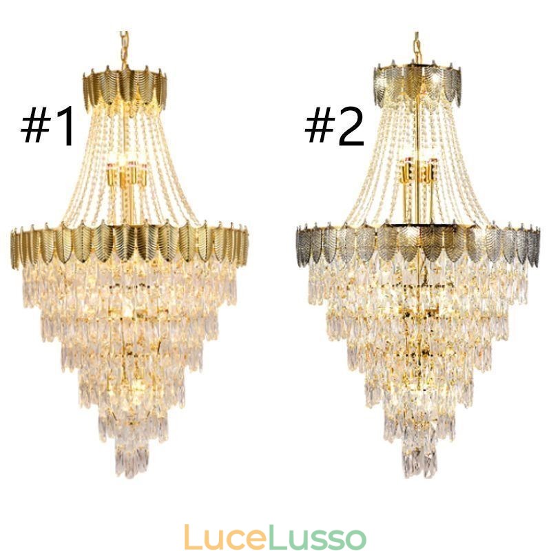Lampada a sospensione in cristallo conico, accattivante lampada da soffitto decorativa duplex