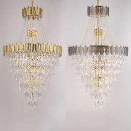 Lampada a sospensione in cristallo conico, accattivante lampada da soffitto decorativa duplex