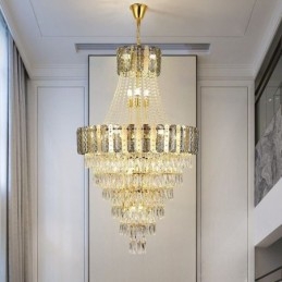 Lampada a sospensione in cristallo conico Squisita lampada da soffitto decorativa duplex