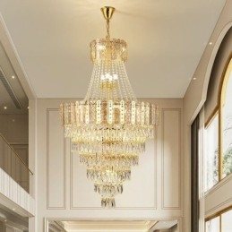 Lampada a sospensione in cristallo conico Squisita lampada da soffitto decorativa duplex