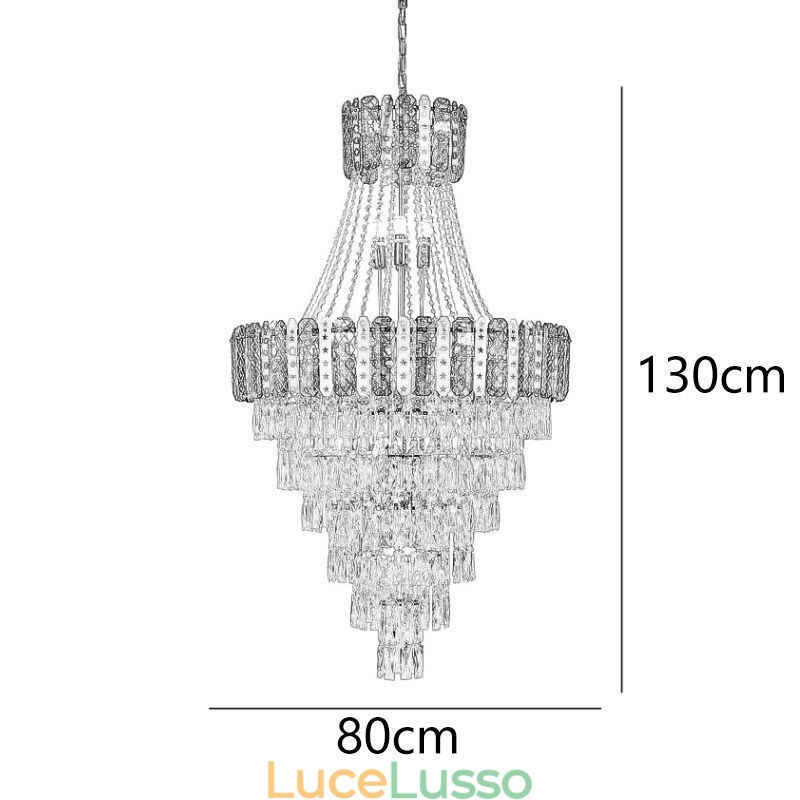 Lampada a sospensione in cristallo conico Squisita lampada da soffitto decorativa duplex