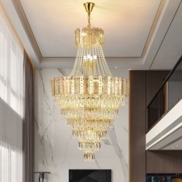 Lampada a sospensione in cristallo conico Squisita lampada da soffitto decorativa duplex
