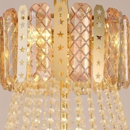 Lampada a sospensione in cristallo conico Squisita lampada da soffitto decorativa duplex