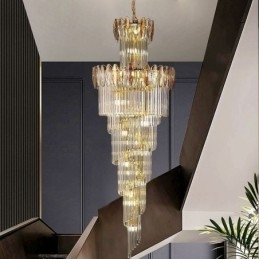 Lampada a sospensione in cristallo Duplex conica decorativa da soffitto 70cm