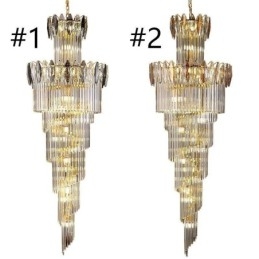 Lampada a sospensione in cristallo Duplex conica decorativa da soffitto 70cm
