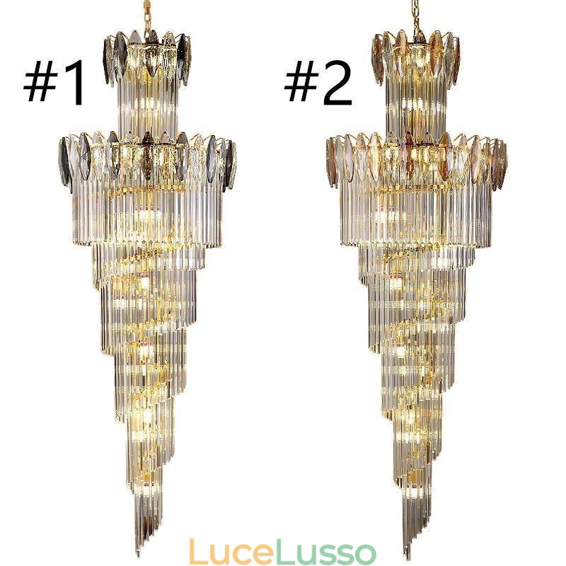 Lampada a sospensione in cristallo Duplex conica decorativa da soffitto 70cm