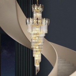 Lampada a sospensione in cristallo Duplex conica decorativa da soffitto 70cm