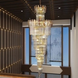 Lampada a sospensione in cristallo Duplex conica decorativa da soffitto 70cm