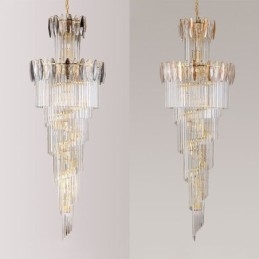 Lampada a sospensione in cristallo Duplex conica decorativa da soffitto 70cm