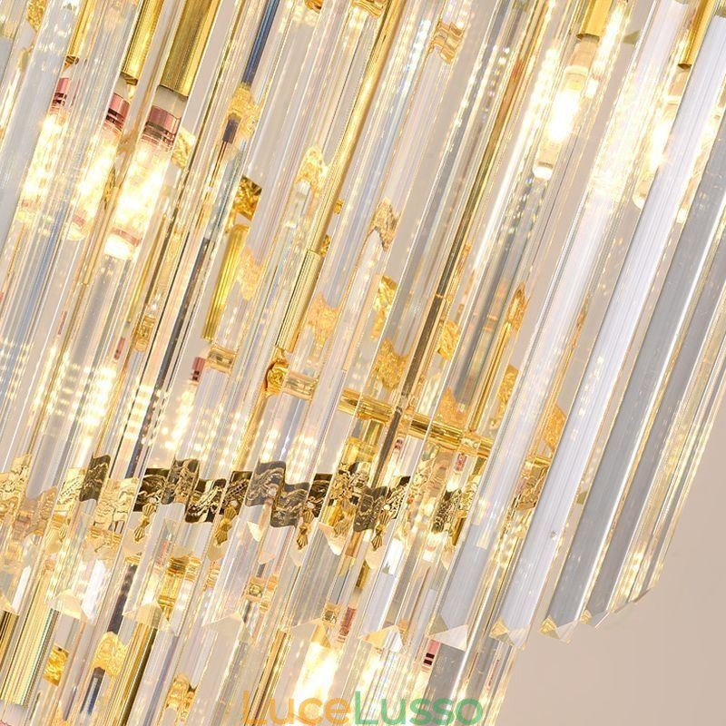 Lampada a sospensione in cristallo Duplex conica decorativa da soffitto 70cm