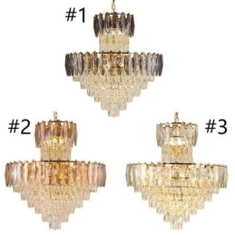 Lampada a sospensione in cristallo conico, lampada da soffitto decorativa duplex da 80 cm