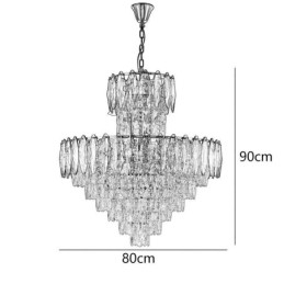 Lampada a sospensione in cristallo conico, lampada da soffitto decorativa duplex da 80 cm