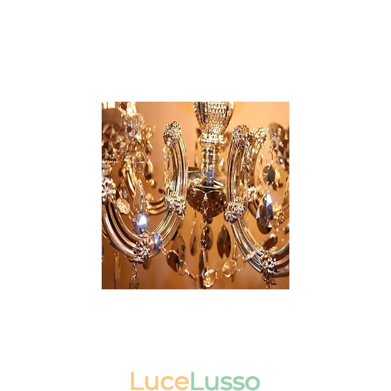 Lampadario moderno in stile cristallo acrilico argento con 5 luci