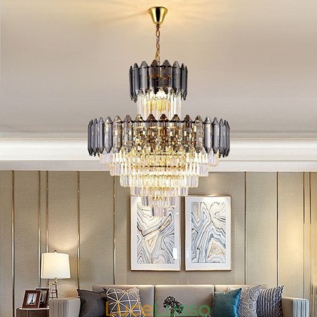 Lampada a sospensione in cristallo conico Lampada da soffitto decorativa duplex Lampada a sospensione in cristallo conico Lampada da soffitto decorativa duplex