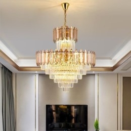 Lampada a sospensione in cristallo conico Lampada da soffitto decorativa duplex