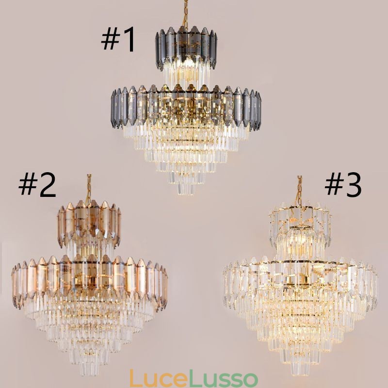 Lampada a sospensione in cristallo conico Lampada da soffitto decorativa duplex