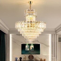 Lampada a sospensione in cristallo conico Lampada da soffitto decorativa duplex