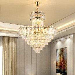 Lampada a sospensione in cristallo conico Lampada da soffitto decorativa duplex